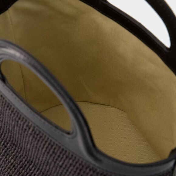 MARNI Woven Bucket Bag with Leather Trim and Logo Women BLACK Handbags - Picture 4 of 4